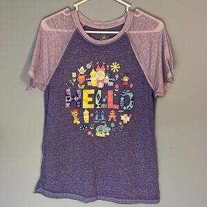 Disney Parks It’s a Small World Graphic T shirt Medium Woman’s Purple